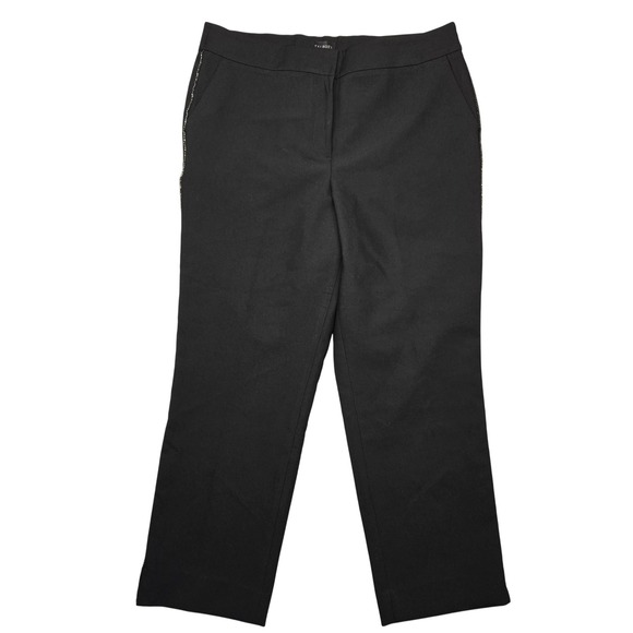 Talbots Pants Womens 16 Black Straight Leg Embellished Side Pockets Dress Career - Picture 1 of 16